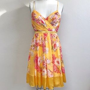 Arden B Yellow Floral Silk Dress